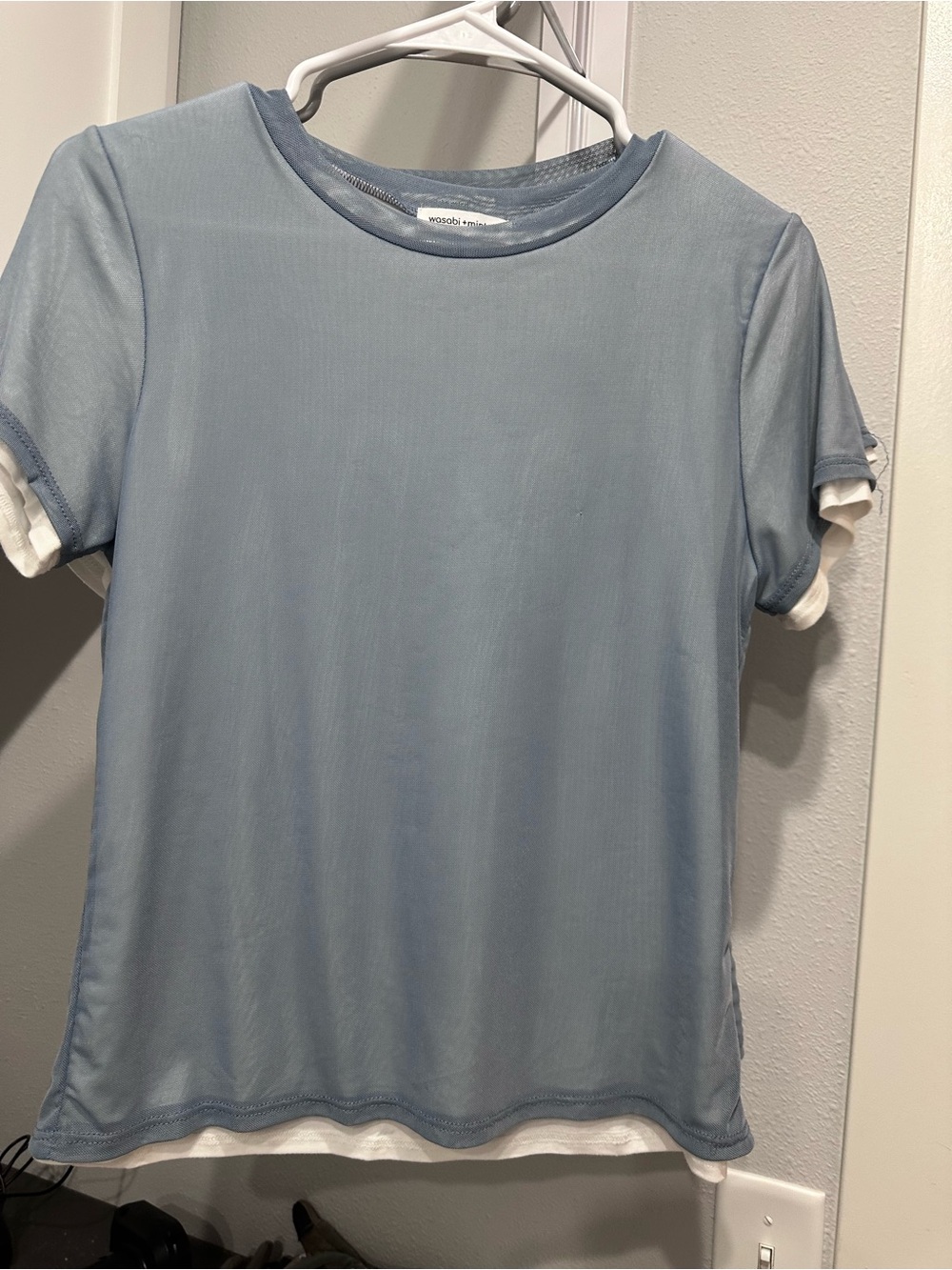 Light Blue Layered Short Sleeve Top by wasabi + mint NWOT
